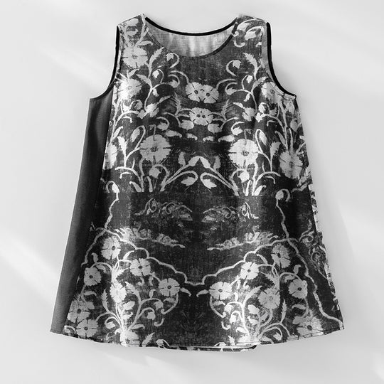 Damen Weite Leinenmix-Hose mit Elastikbund, Palazzoschnitt und ornamentalem Print Nord Taschen