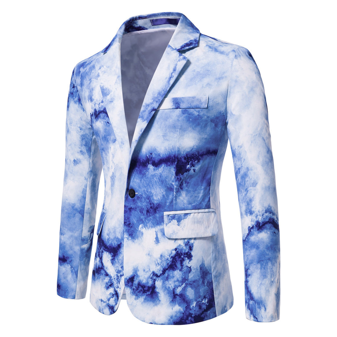 Herren Slim-Fit Sakko mit Aquarell-Print und Ein-Knopf-Verschluss Nord Taschen