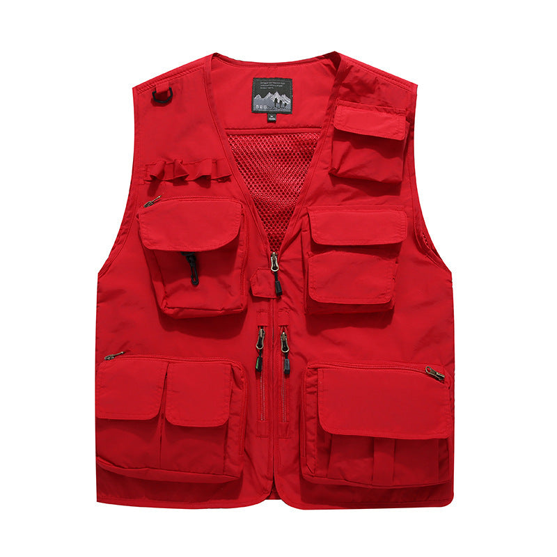 Herren Multifunktionale Utility-Weste mit Mehrfach-Taschen, Mesh‑Futter und Reißverschlussfront Nord Taschen