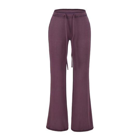 Damen Fließende Jersey-Hose mit hohem Bund, Kordelzug und ausgestelltem Bein Nord Taschen