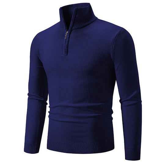 Herren Slim-Fit Halbzip-Mockneck Feinstrickpullover mit geripptem Kragen Nord Taschen