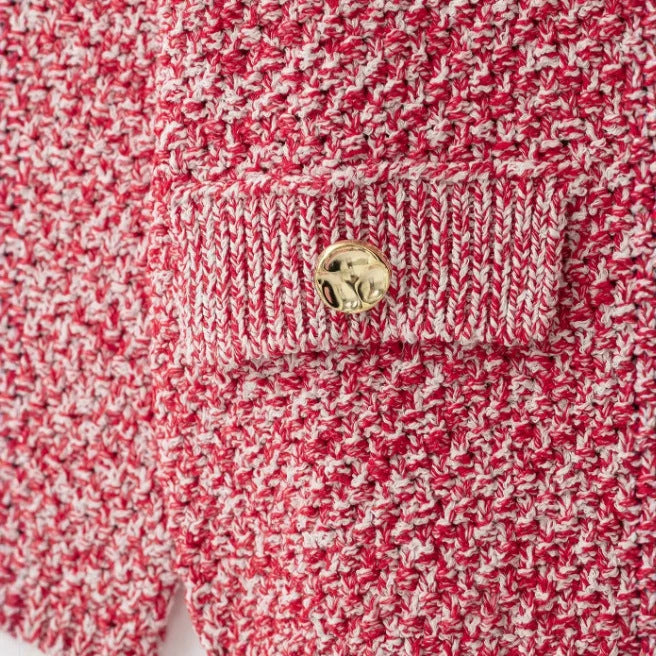 Damen Bouclé‑Strickjacke im Cropped‑Boxy‑Cut mit Zierknöpfen und Pattentaschen Nord Taschen