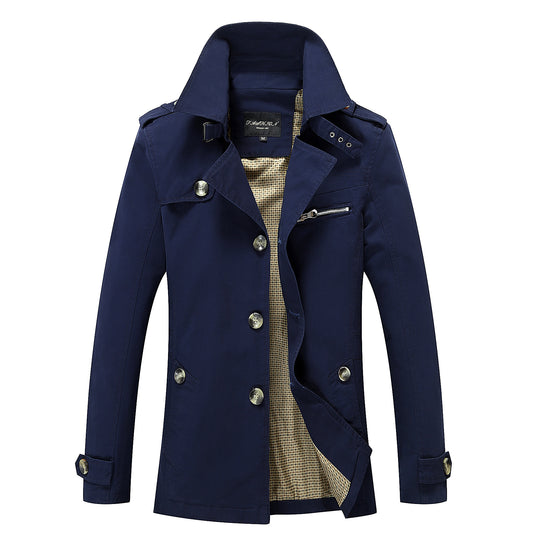Herren mittellanger Canvas-Fieldparka mit Stehkragen Schulterepauletten und Utility-Taschen Nord Taschen