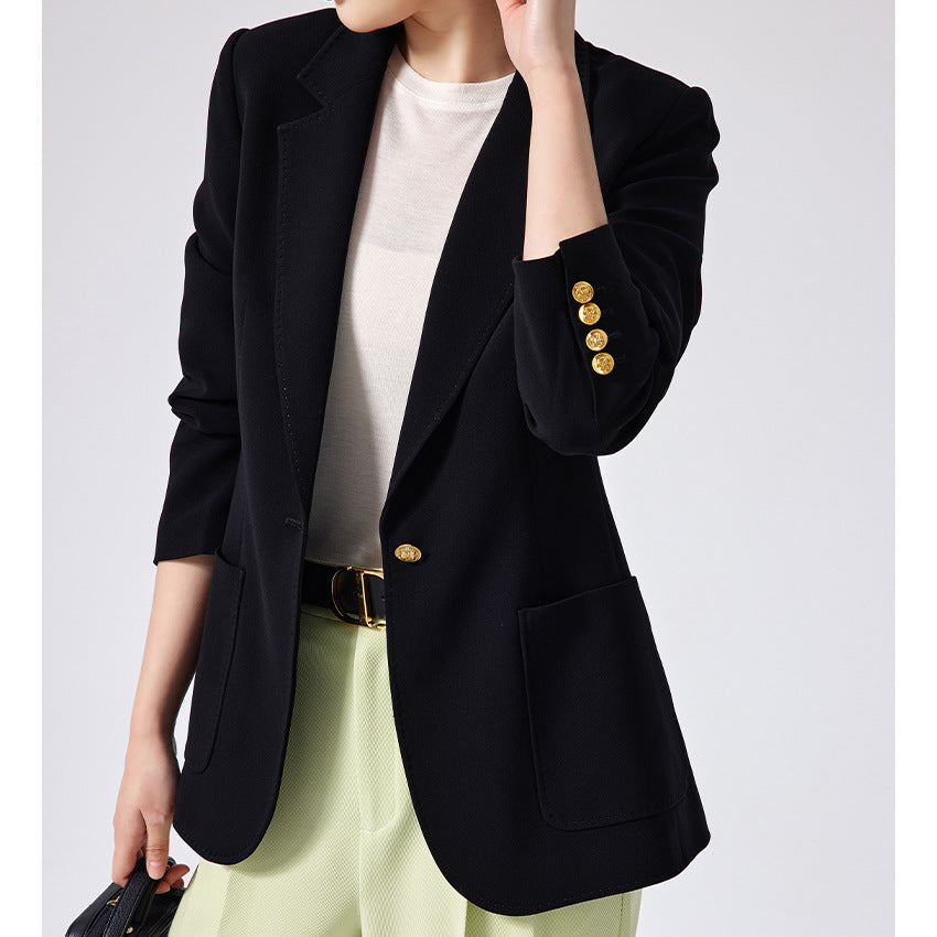 Damen Taillierter Longline-Blazer mit aufgesetzten Taschen, Ein-Knopf-Verschluss und leicht gerafften Ärmeln Nord Taschen