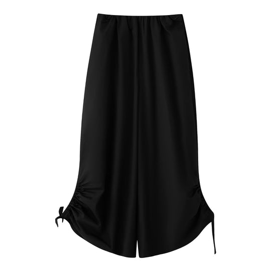 Damen Maxirock aus Satin mit seitlicher Raffung und Bindebändern Nord Taschen