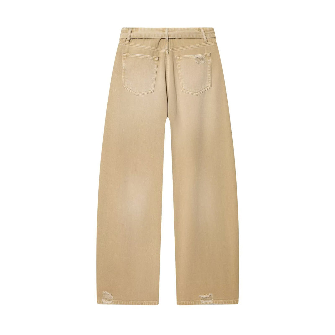 Damen Weite Highwaist-Jeans im Carpenter-Stil mit Distressed-Details Nord Taschen