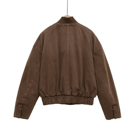Damen Oversize-Bomberjacke mit gerafftem Saum und Rippenkragen Nord Taschen