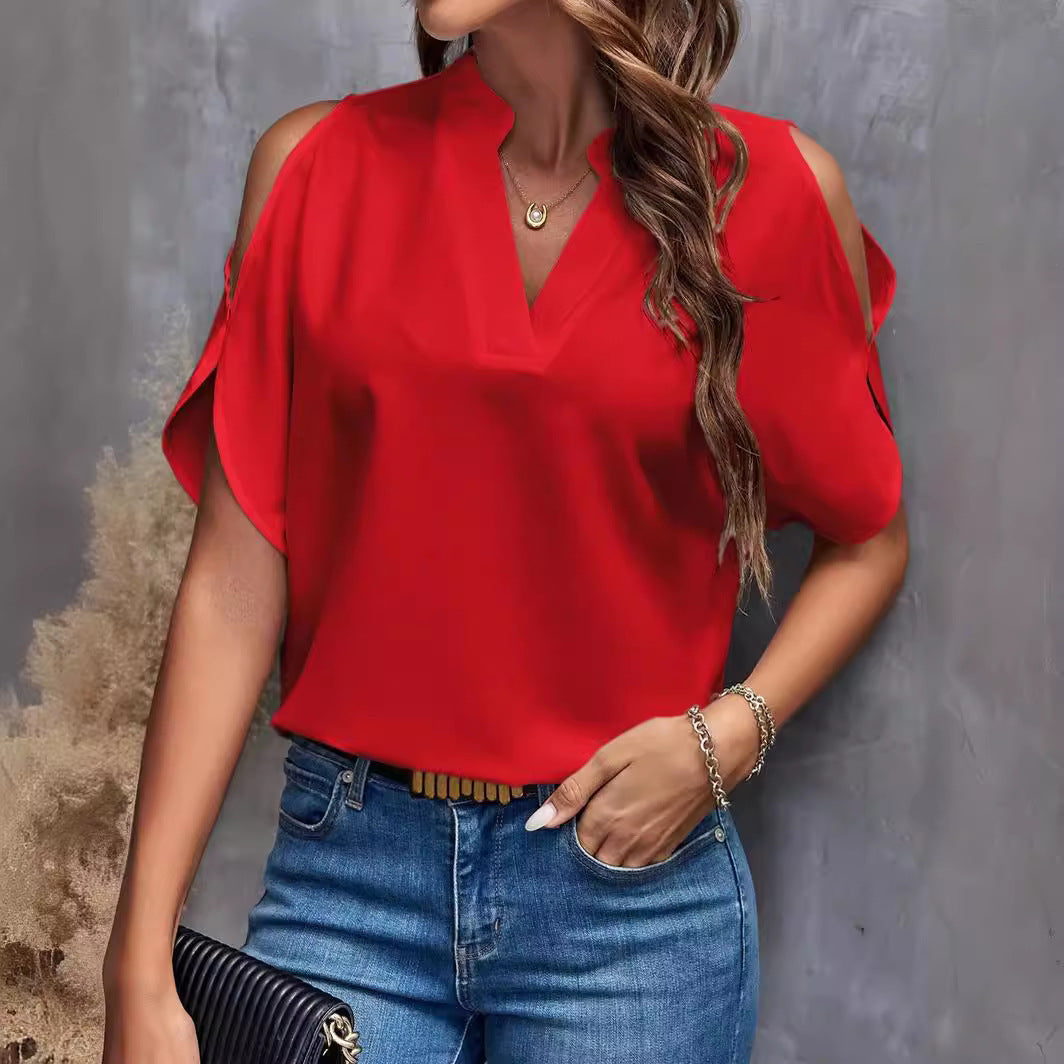 Damen Bluse mit offenen Schultern und stylishen Details