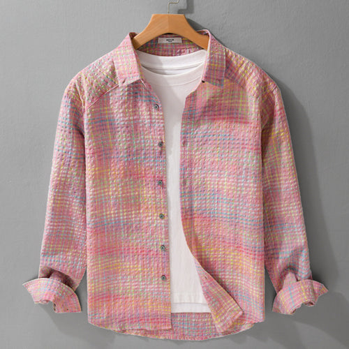 Damen Leichtes Crinkle-Karohemd im Overshirt‑Stil mit Aquarell-Check und relaxed Fit Nord Taschen