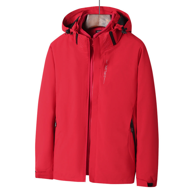 Herren Softshell Outdoorjacke mit wasserdichter Membran, abnehmbarer Kapuze und verdecktem Reißverschluss Nord Taschen