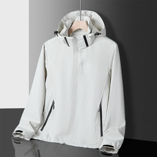 Herren leichter wasserdichter Softshell‑Hoodie mit Kapuze und Tarn‑Hex‑Alloverprint Nord Taschen