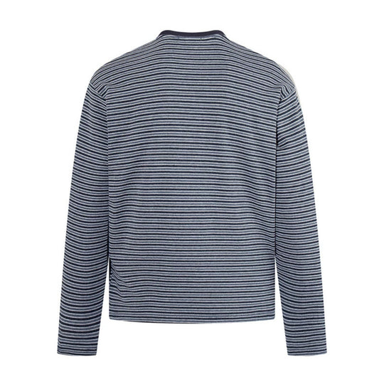 Herren Gestreiftes Langarmshirt aus Baumwollmischung mit Rundhalsausschnitt und Relaxed-Fit Nord Taschen