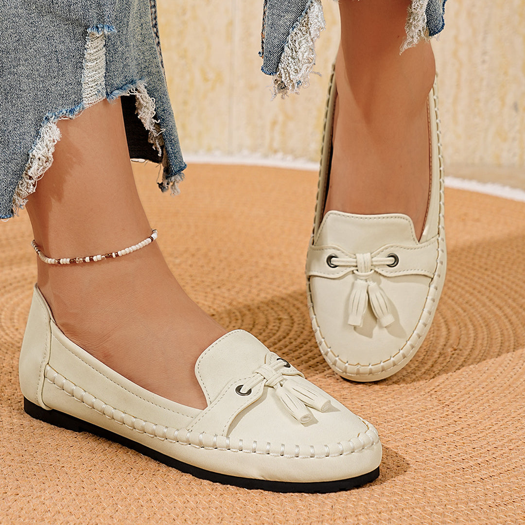 Damen  klassische Mokassin-Slipper mit Quasten und weichem Komfortfußbett Nord Taschen