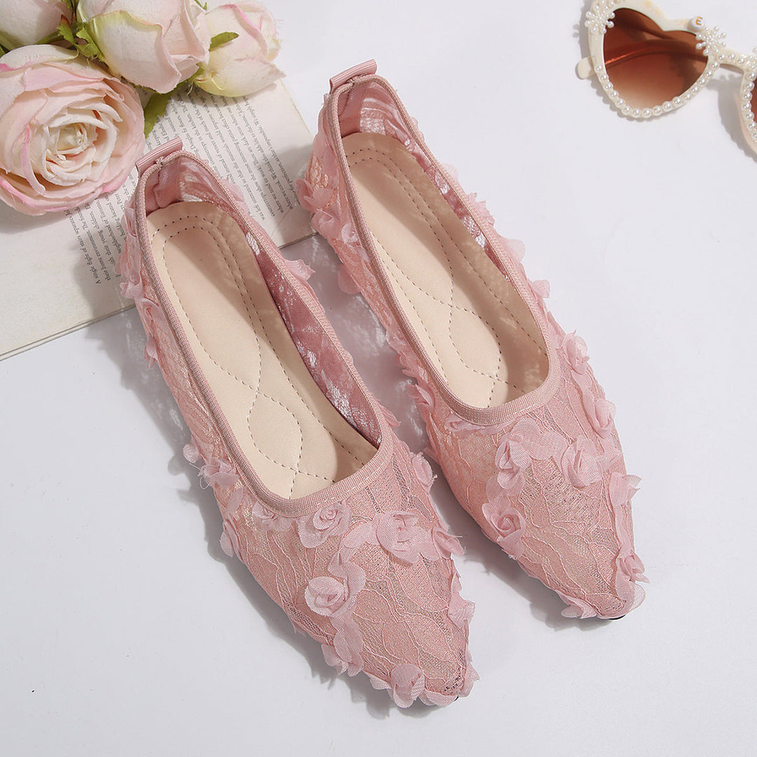 Damen elegante spitze Ballerinas mit floralen Stickereien und komfortablem Innenfutter Nord Taschen
