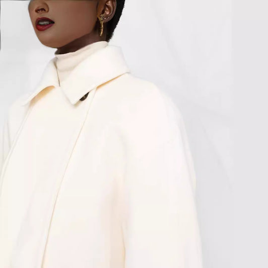 Damen Oversize Wollmix‑Mantel mit überschnittener Schulter und minimalistischer Knopfleiste Nord Taschen