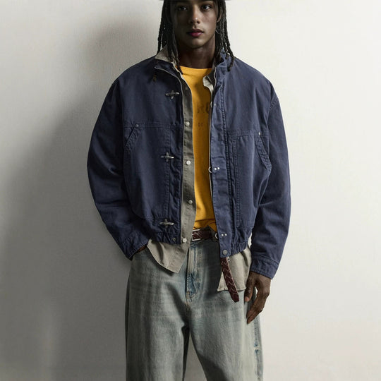 Herren Leichte Oversized Fieldjacke mit Stehkragen und Knebelverschlüssen Nord Taschen