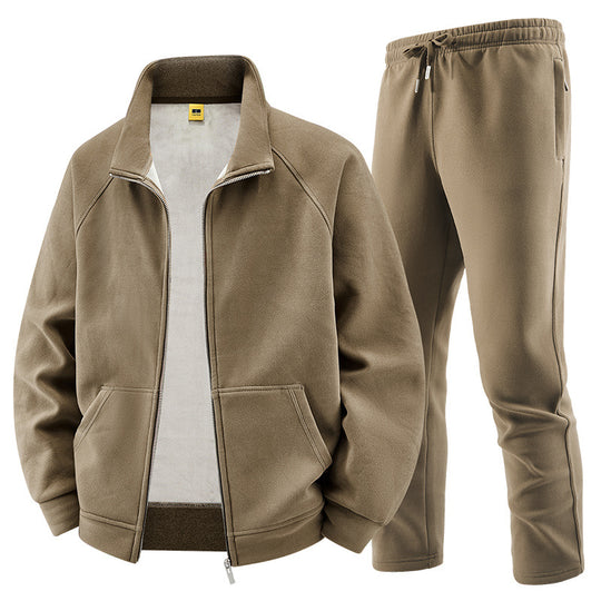 Herren Fleece-Trainingsset mit Stehkragen und Elastikbund Nord Taschen