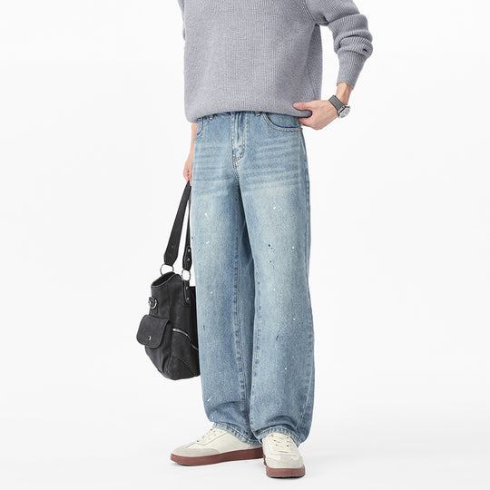 Herren Relaxed-Fit Denimhose mit Paint-Splatter und geradem Bein Nord Taschen