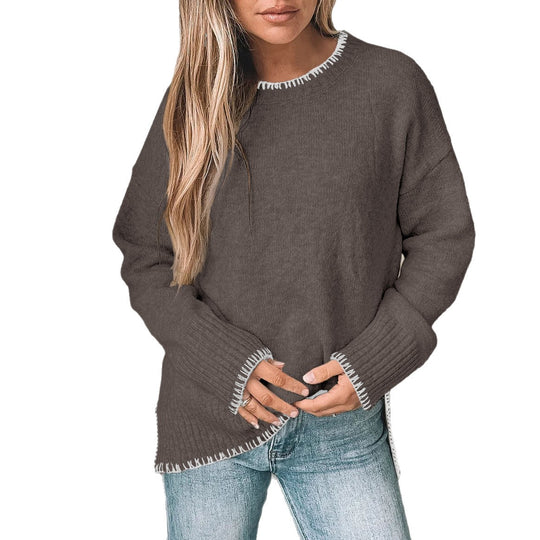 Damen Lässiger Strickpullover mit Rippdetails Nord Taschen
