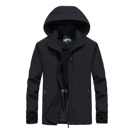 Herren Leichte windabweisende Softshell-Outdoorjacke mit Kapuze, Mesh-Futter und Multifunktionstaschen Nord Taschen