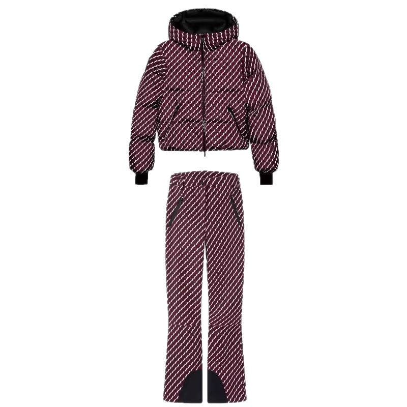 Damen Gemusterte Stretch-Joggpant mit ausgestelltem Schlag, elastischem Tunnelzugbund und Reißverschlusstaschen Nord Taschen