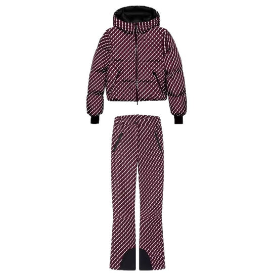 Damen Gemusterte Stretch-Joggpant mit ausgestelltem Schlag, elastischem Tunnelzugbund und Reißverschlusstaschen Nord Taschen