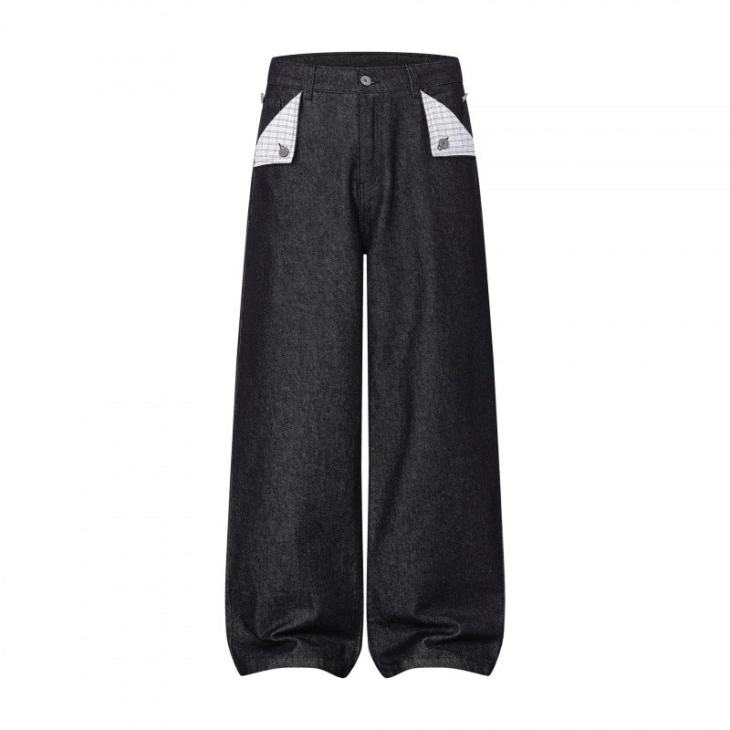 Damen Weite Balloon-Jeanshose mit hoher Taille, kontrastierten Pattentaschen und ballonförmigem Saum Nord Taschen