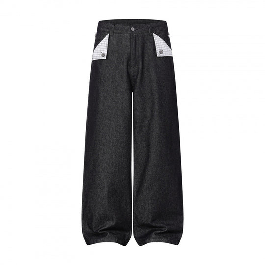 Damen Weite Balloon-Jeanshose mit hoher Taille, kontrastierten Pattentaschen und ballonförmigem Saum Nord Taschen