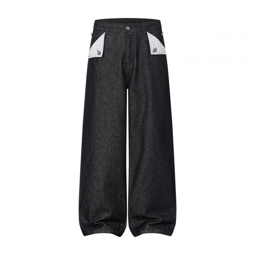 Damen Weite Balloon-Jeanshose mit hoher Taille, kontrastierten Pattentaschen und ballonförmigem Saum Nord Taschen