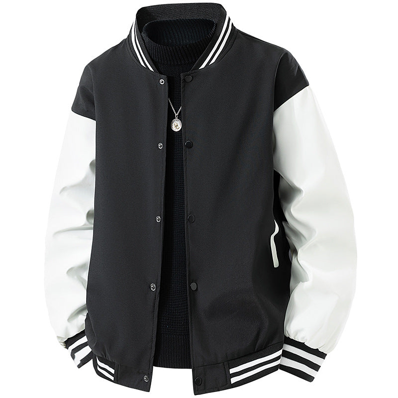 Herren College-Bomberjacke im Retro-Varsity-Design mit Druckknopffront, kontrastärmeln und gerippten Streifenbündchen Nord Taschen