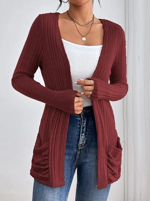 Damen Lässige und warme Strickjacke Nord Taschen
