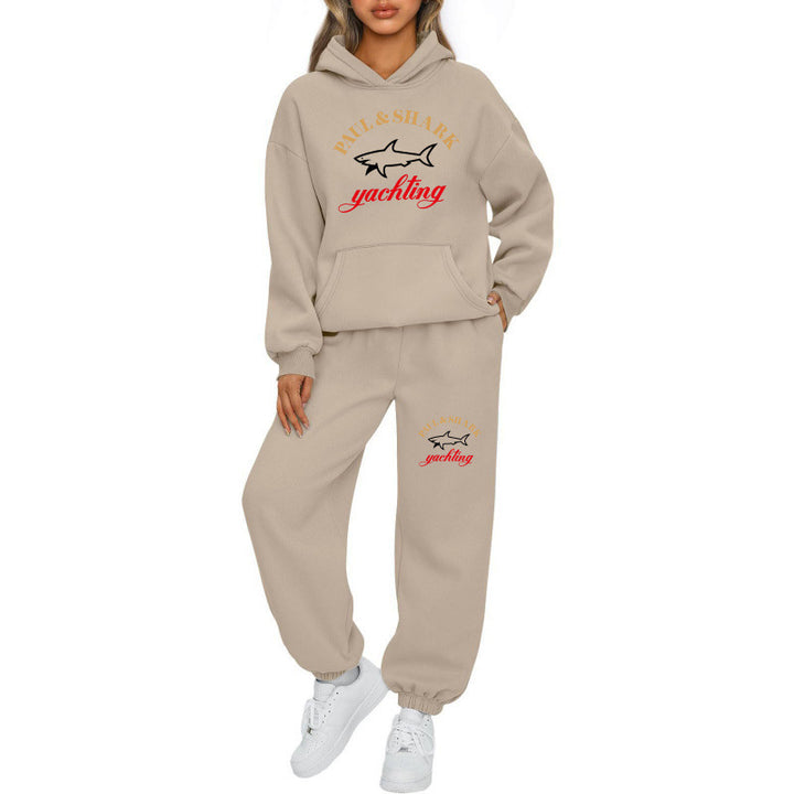 Damen oversized Hoodie und Jogginghose Set mit Kapuze Kängurutasche und gerippten Bündchen Nord Taschen