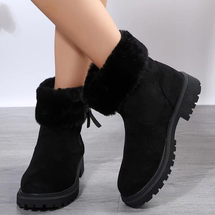 Damen  gefütterte Ankle-Boots mit vollem Fellkragen, robust profiliertem Laufsohle und seitlichem Reißverschluss Nord Taschen