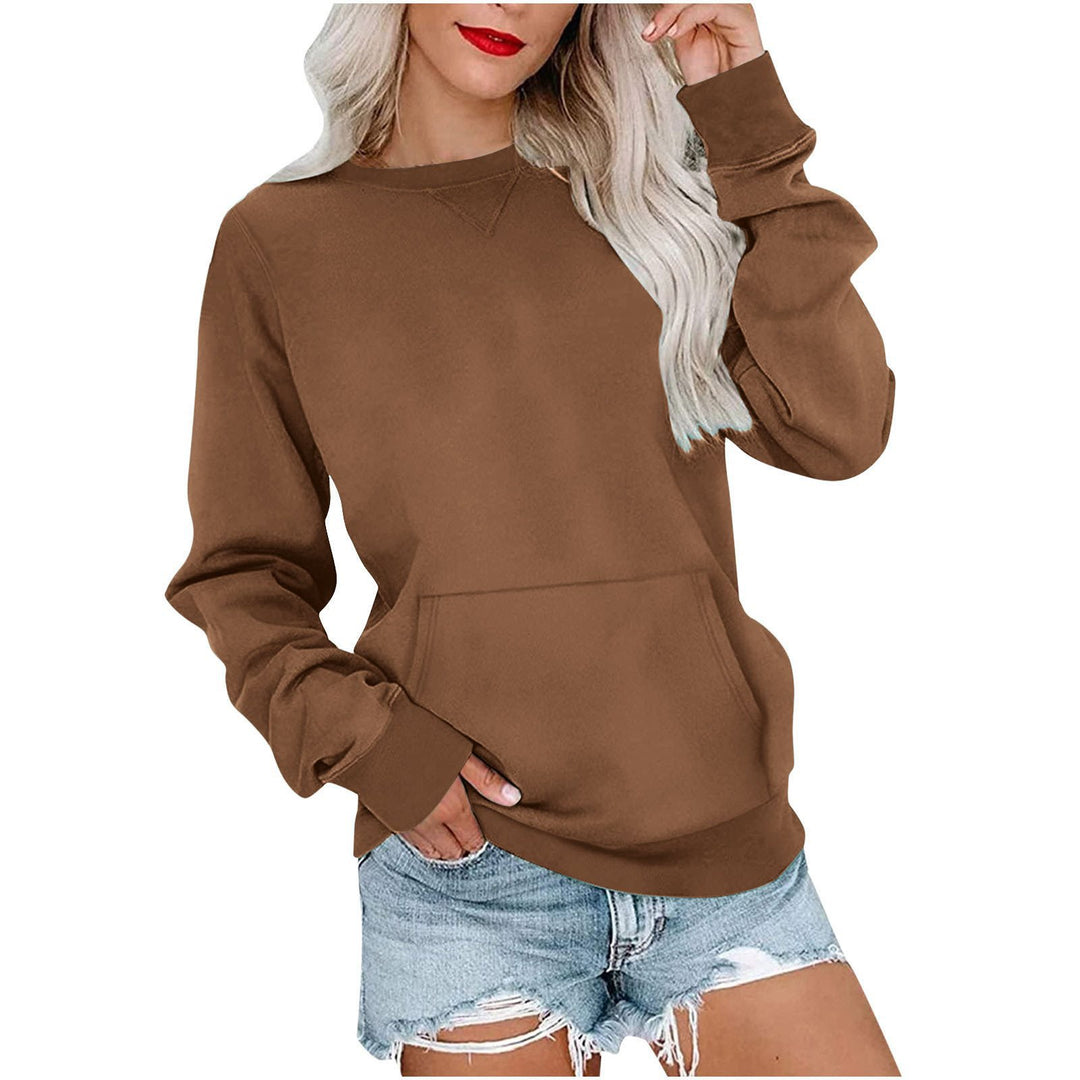 Damen Lockeres Sweatshirt mit Rundhalsausschnitt und Kängurutasche Nord Taschen