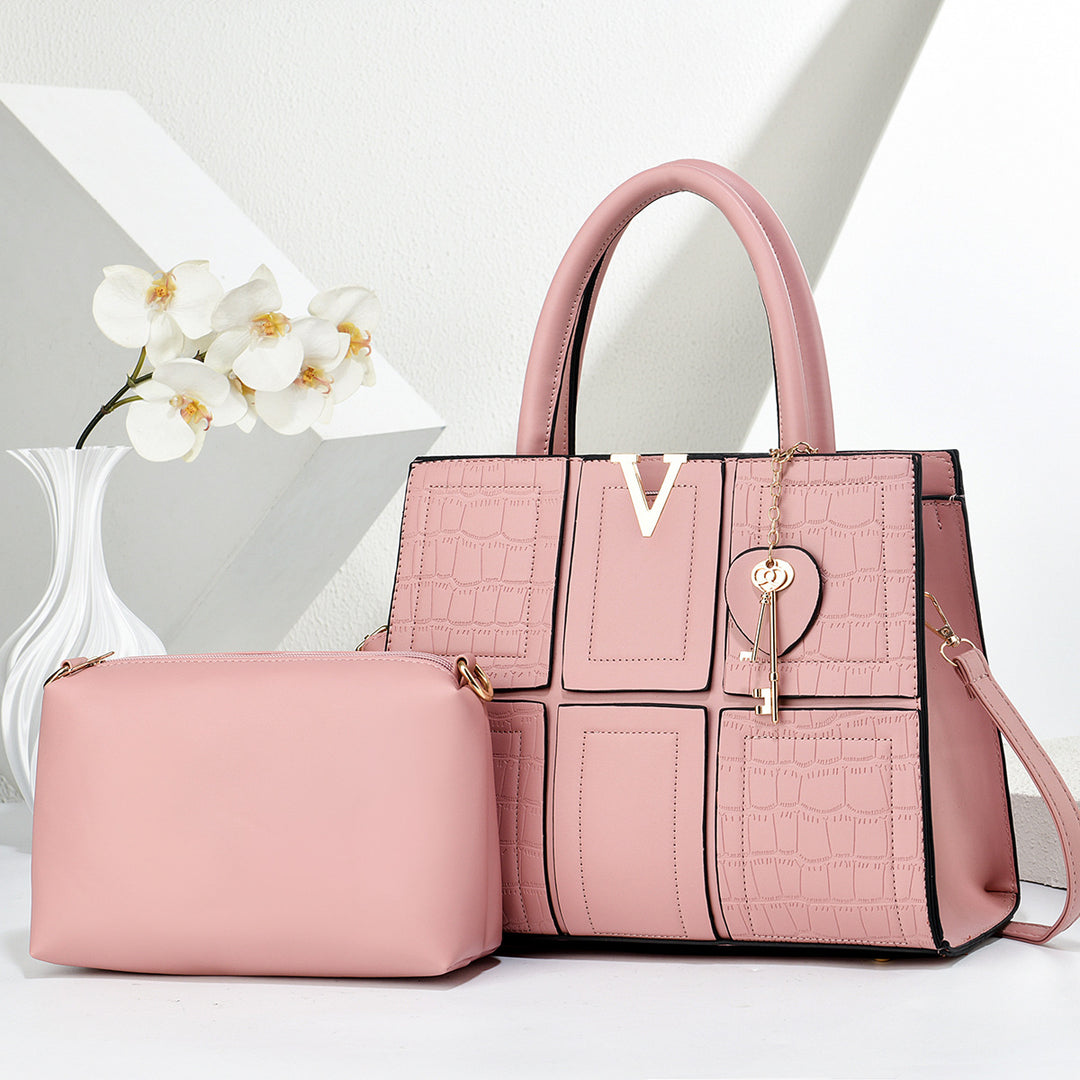 Damen Handtasche mit eleganter Kroko-Prägung und abnehmbarer Kosmetiktasche Nord Taschen