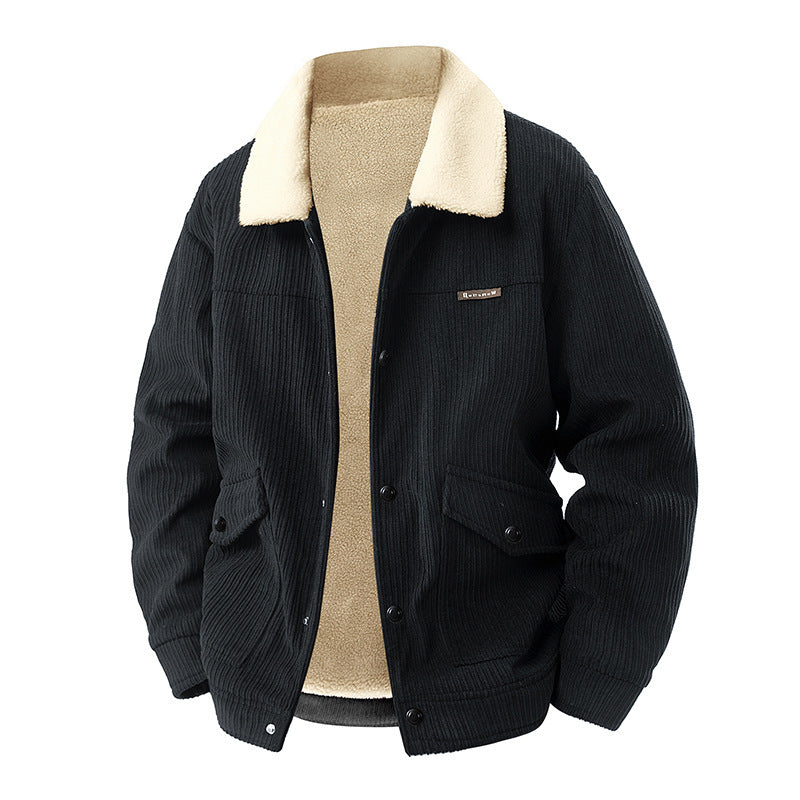 Herren Lässige Cordjacke mit Teddyfutter Nord Taschen