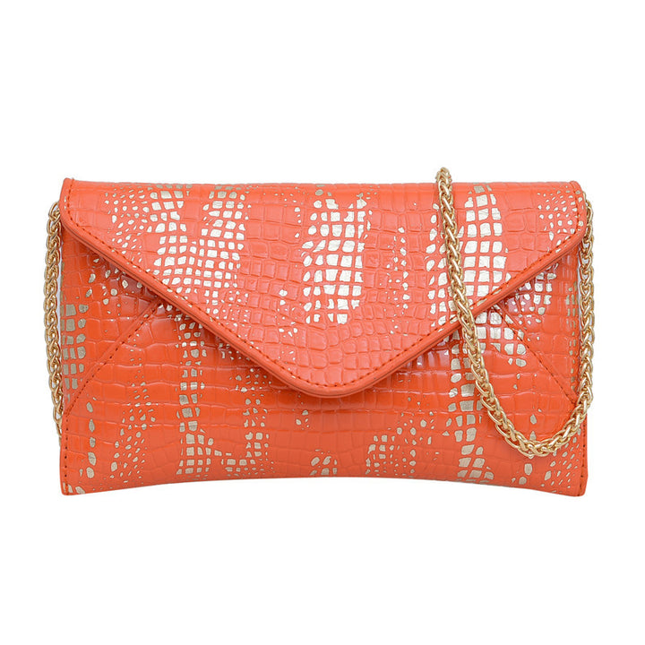 Damen Glamouröse Clutch-Tasche mit Kroko-Prägung und goldenen Akzenten Nord Taschen