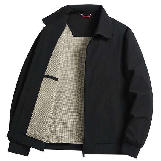 Herren Leichte Windjacke mit kariertem Innenfutter, durchgehendem Reißverschluss und Rippbündchen Nord Taschen