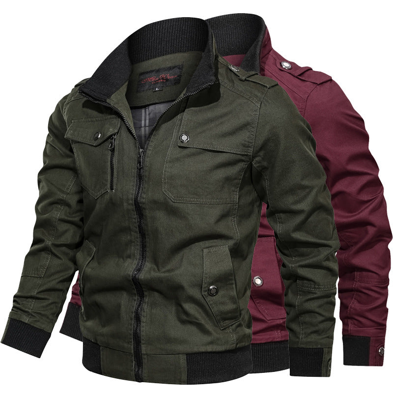 Herren Canvas-Fieldjacke im Bomberstil mit Rippsaum, Stehkragen und Utility-Taschen Nord Taschen
