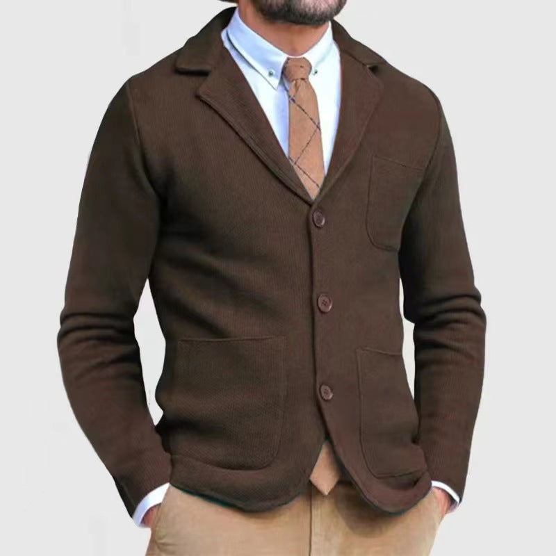Herren Strickblazer mit großen Taschen und modernem Schnitt