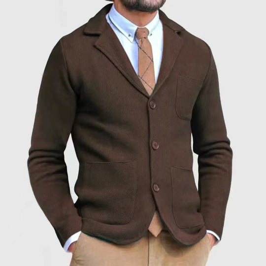 Herren Strickblazer mit großen Taschen und modernem Schnitt
