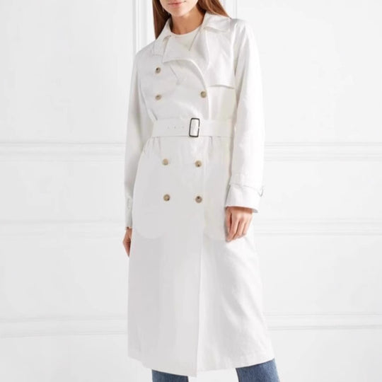 Damen Midilanger Einreihiger Trenchcoat mit Sturmlasche und verstellbaren Manschetten Nord Taschen