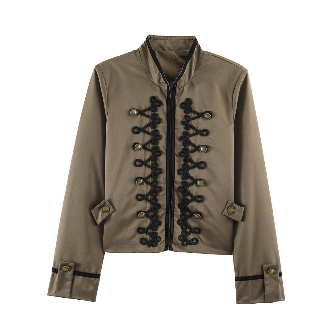 Damen Cropped-Kurzblazer im Kavallerie-Stil mit dekorativen Kordelriemen und Messingbuttons Nord Taschen