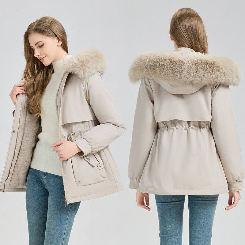 Damen nan taillierter Funktionsparka mit XXL-Kapuze, weichem Fleecefutter und multifunktionalen Pattentaschen Nord Taschen