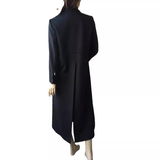 Damen Bodenlanger Einreiher-Mantel mit Gehschlitz und taillierter Silhouette Nord Taschen