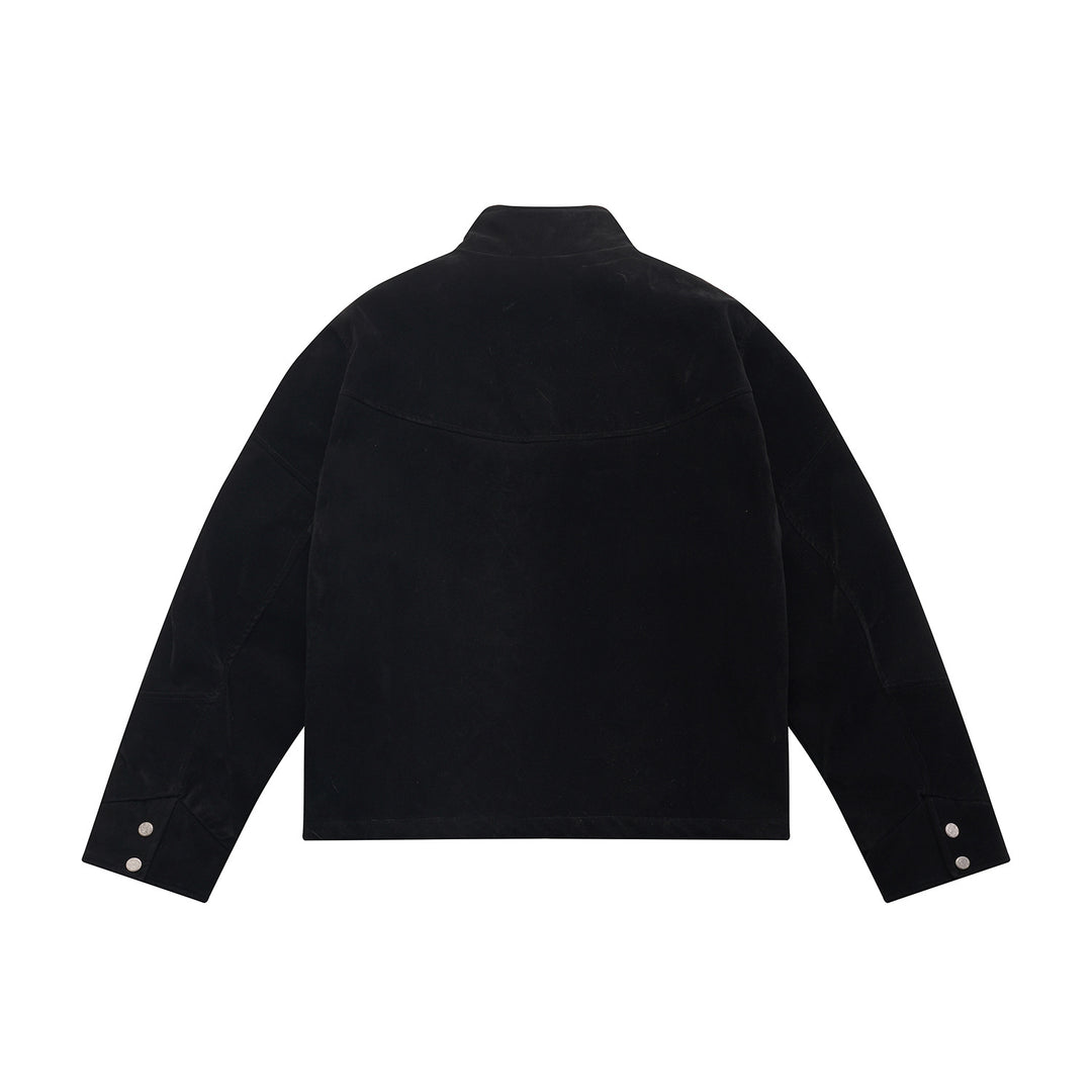 Herren Kurzblouson aus Velours‑Suede mit hohem Kragen und ergonomischer Nahtführung Nord Taschen