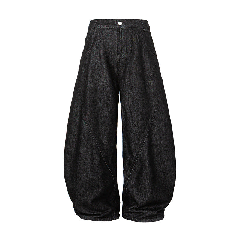 Damen Weite Harem-Denimhose mit hoher Taille und ballonförmigem Bein Nord Taschen