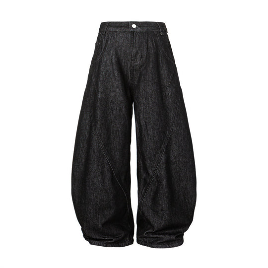 Damen Weite Harem-Denimhose mit hoher Taille und ballonförmigem Bein Nord Taschen