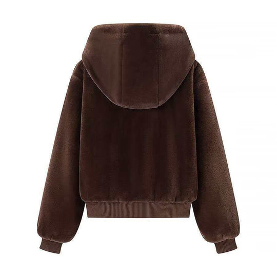 Damen Wende-Kapuzenblouson mit Plüsch- und Fleece-Seite Nord Taschen