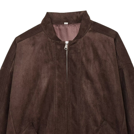 Damen Kurzer Wildlederoptik-Bomber mit Reißverschluss und aufgesetzten Taschen Nord Taschen